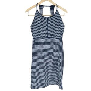 Title Nine Striped Navy Blue Halter High Neck Sleeveless Tank‎ Day Dress